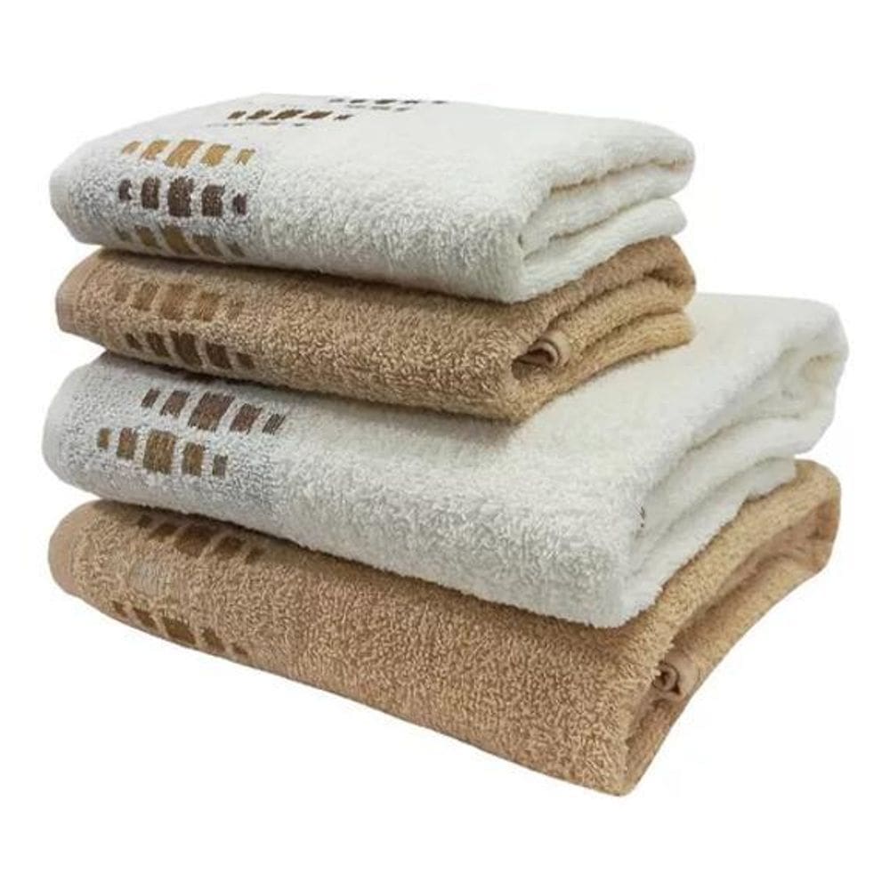 Jogo De Banho Amaya C/5 Peças Cor:Mostarda/Creme Lufamar