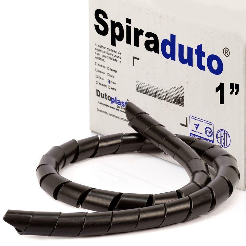 Organizador Fios E Cabos Spiraduto De 1 Preto - 45 Mt