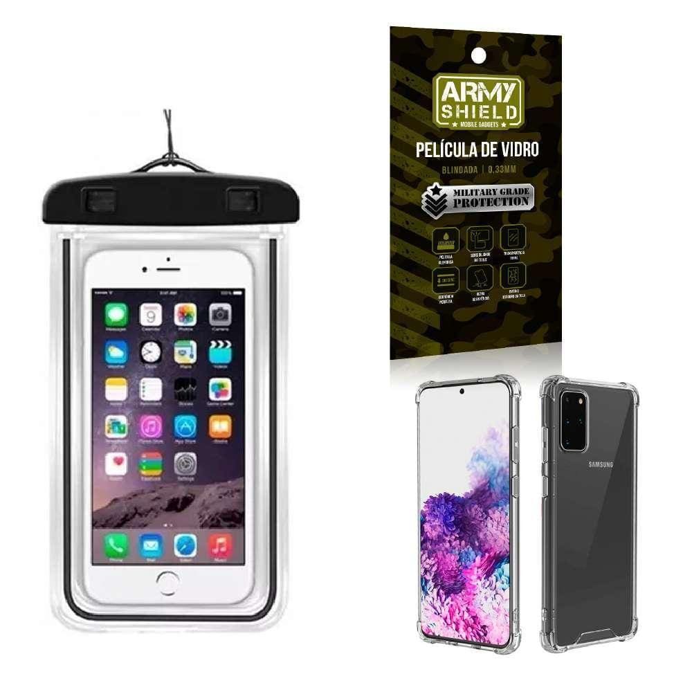 Capa A Prova D`Água S20 Plus + Capa Anti Shock + Película 3D