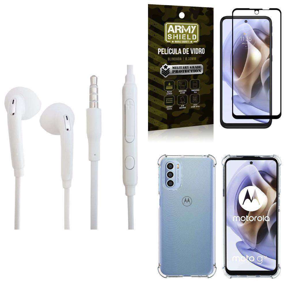 Capinha Moto G31 + Fone De Ouvido + Película 3D