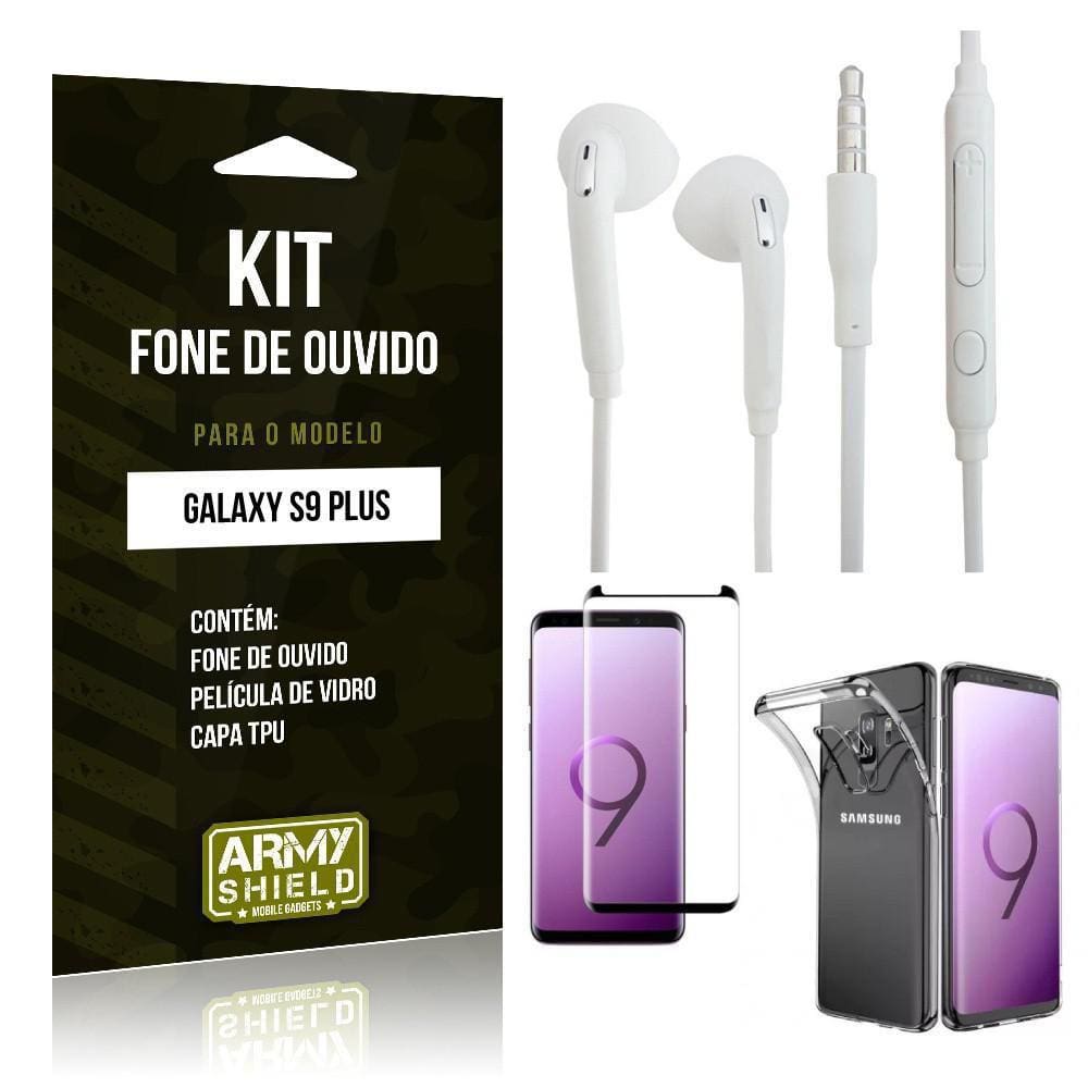 Kit Fone De Ouvido Galaxy S9 Plus Fone+Película+Capa