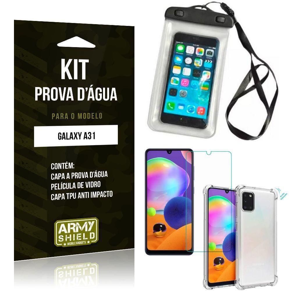 Capinha Prova D`Água Galaxy A31+Capinha Anti Shock+Película