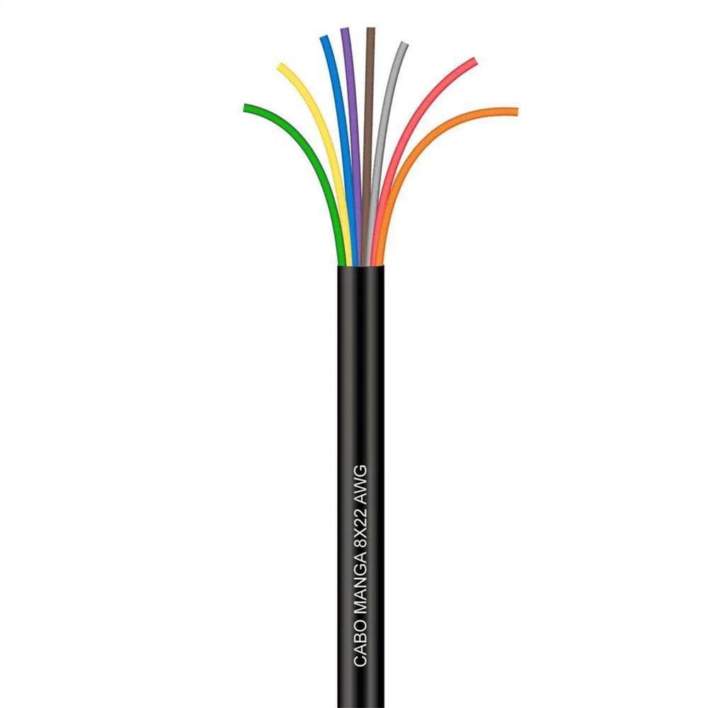 Cabo Manga 8X22 Awg - Sem Blindagem Preto - 100 Metros