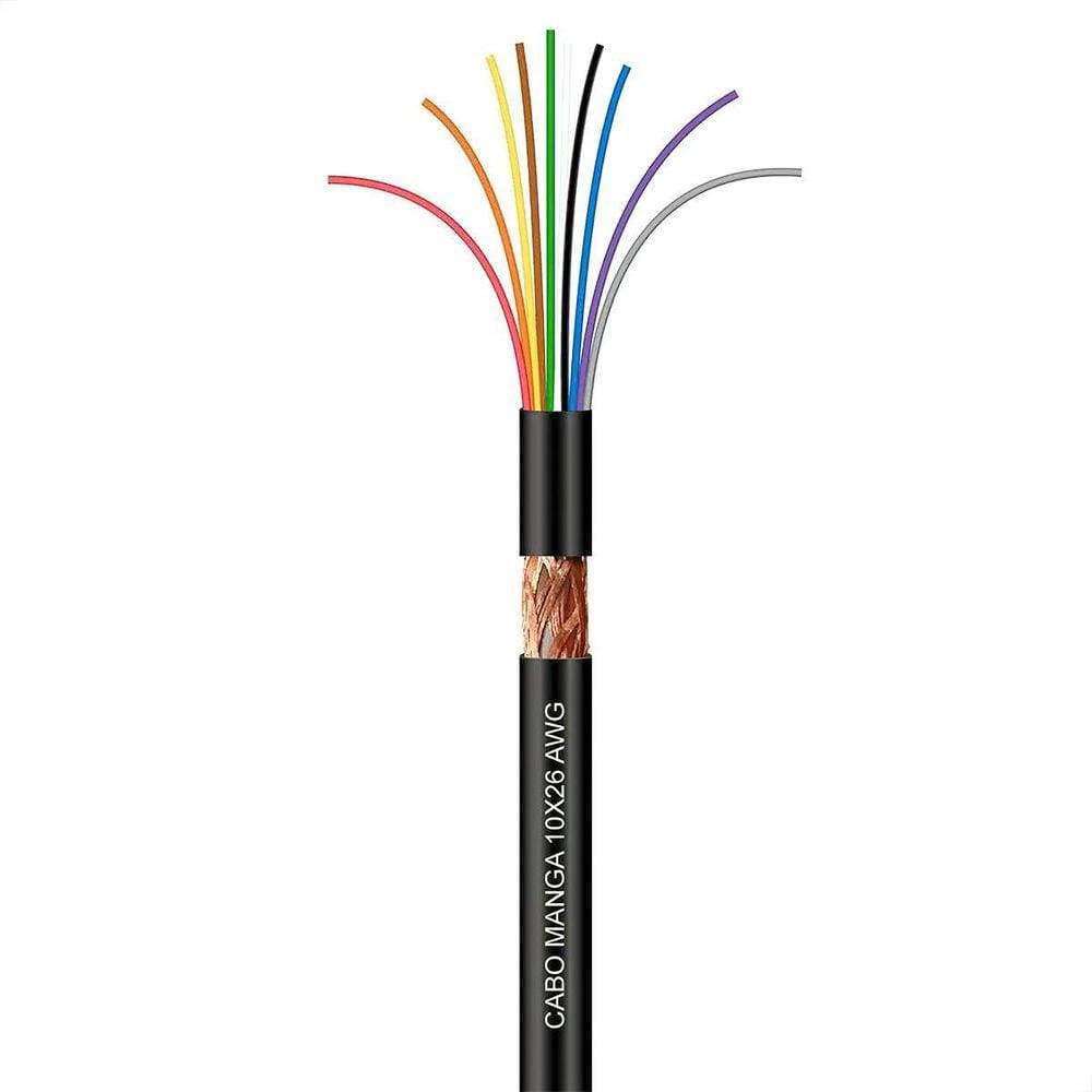 Cabo Manga 10X26 Awg - Com Blindagem Preto - 4 Metros
