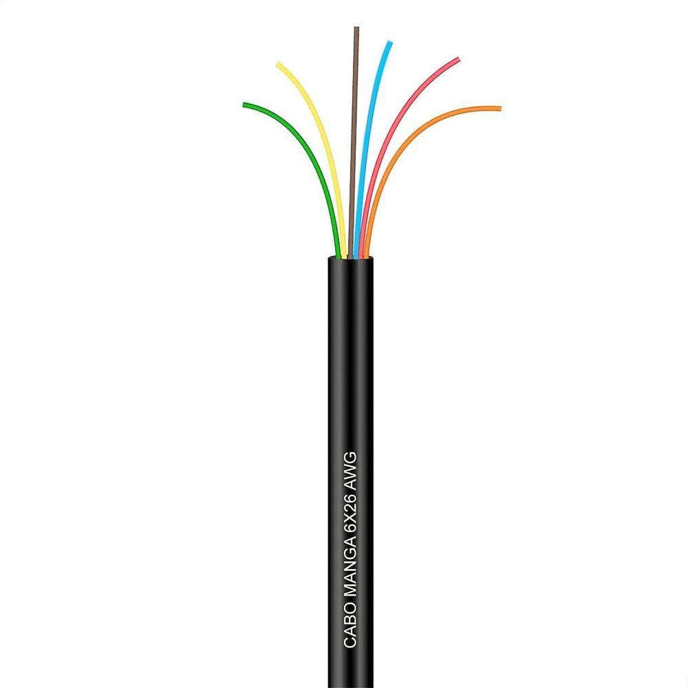 Cabo Manga 6X26 Awg - Sem Blindagem Preto - 2 Metros