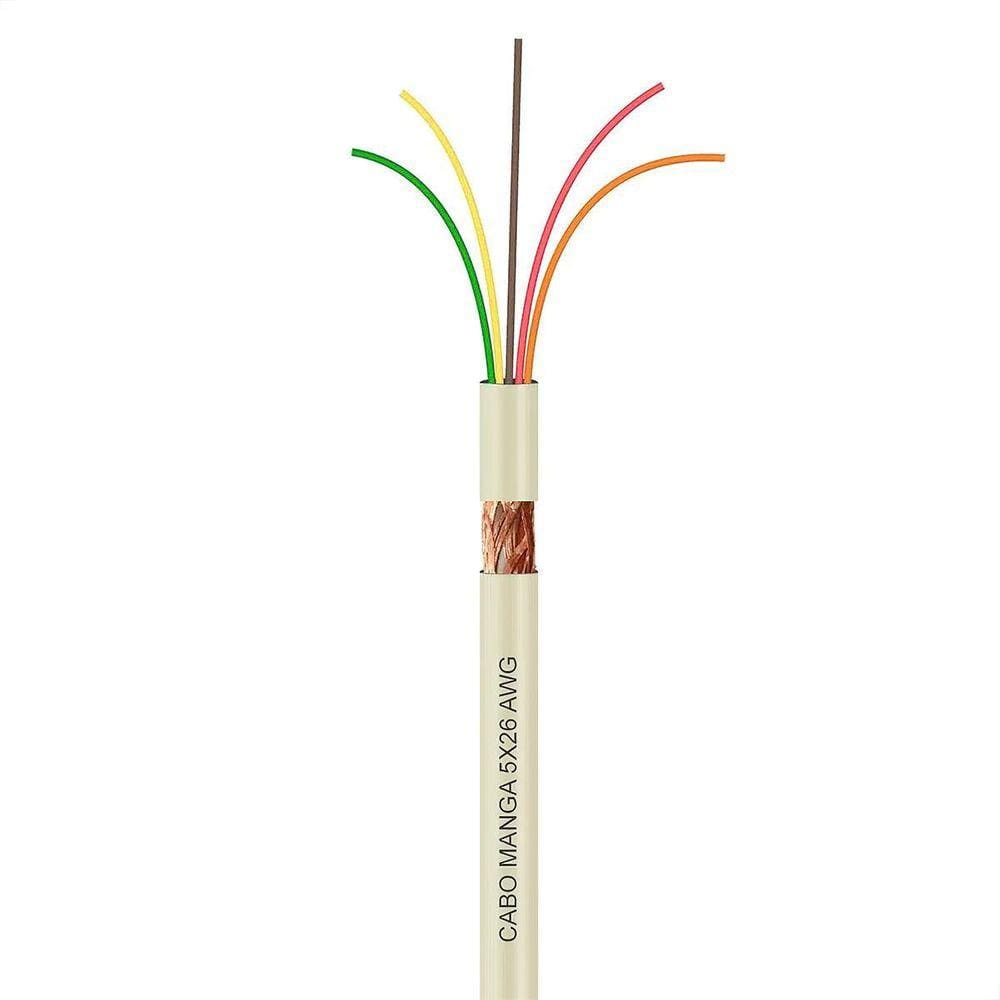 Cabo Manga 5X26 Awg - Com Blindagem Bege - 5 Metros