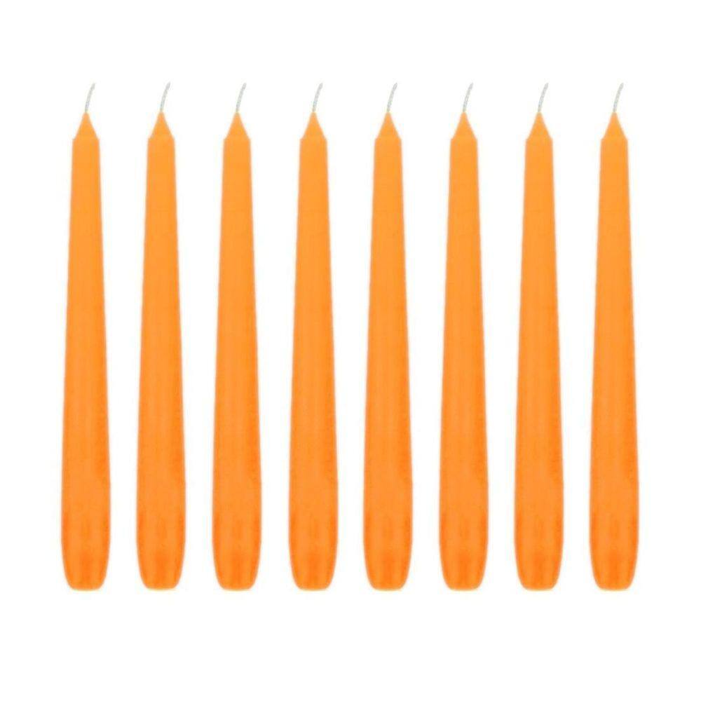 Kit 10 Velas Castiçal Laranja Lisa 20 Cm Castiçal Candelabro