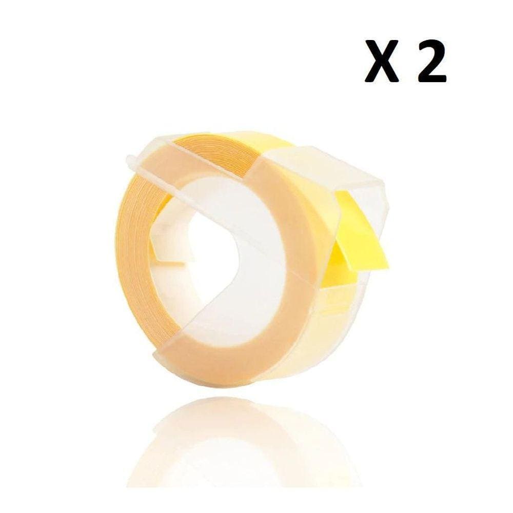 2 Fita Vinil Compatível Dymo Manual 3Dly25 Amarelo 9Mm
