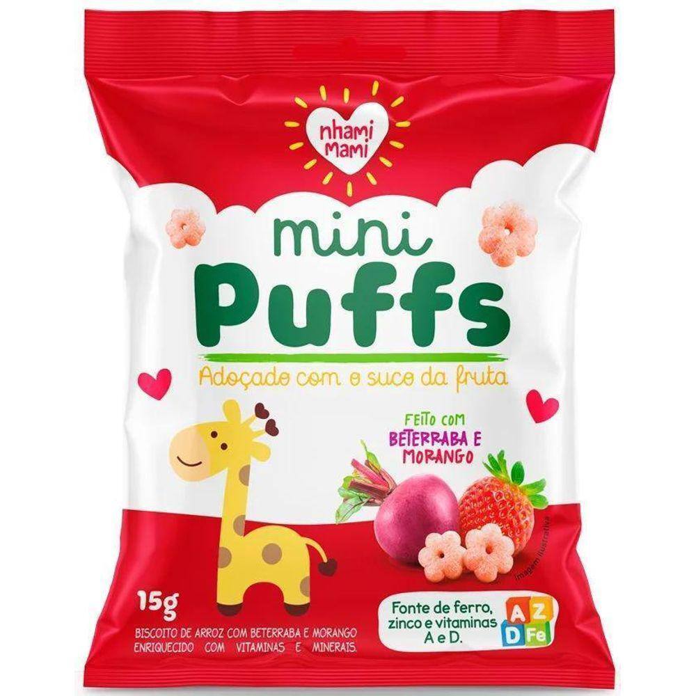 Mini Puffs Snack P/Criança Beterraba/Morango 15G Nhamimami