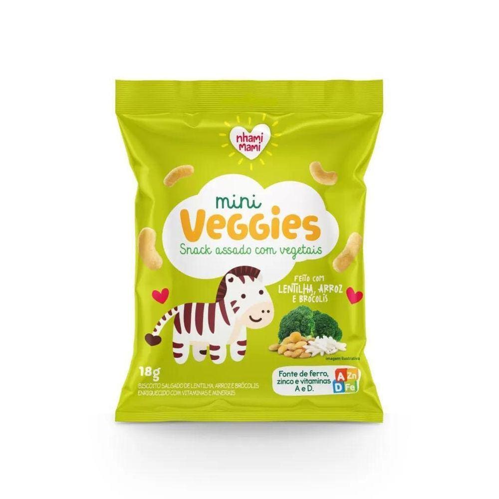 Mini Veggies Snack Lentilha Arroz E Brócolis 6X18G Nhamimami