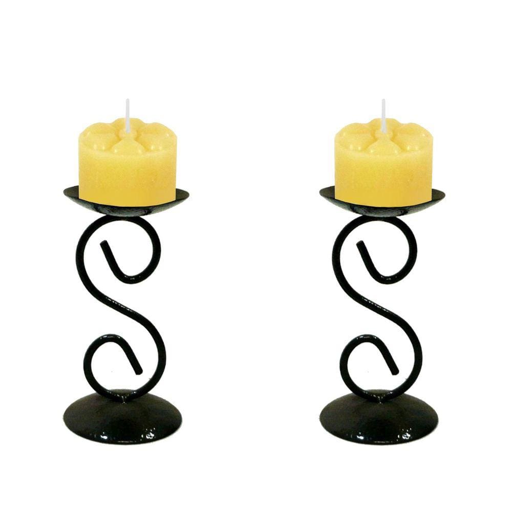 2 Castiçal 1 S Com Vela Marfim Mesa Decoração Candelabro