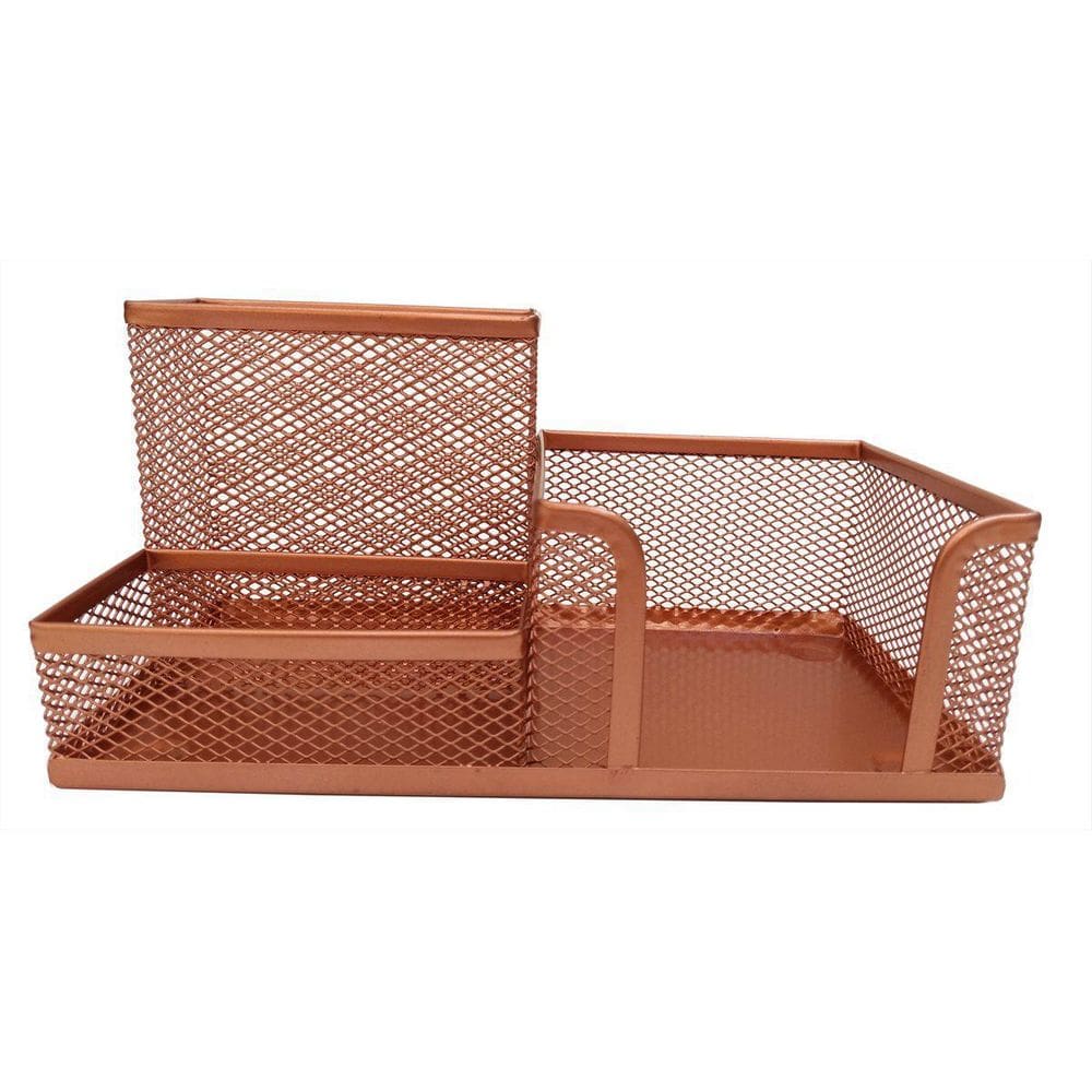 Kit Organizador Rose Gold Com 3 Partes Para Escritório