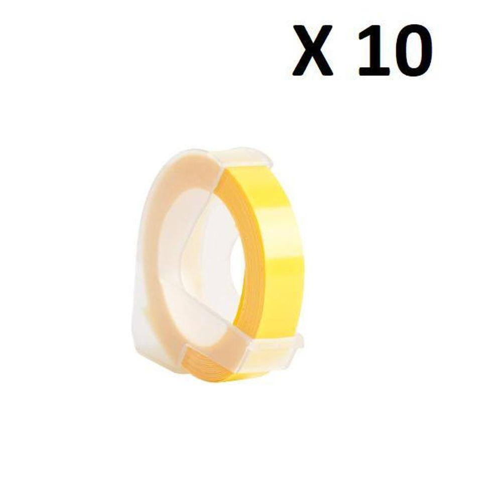 Kit 10 Fitas Vinil Compatível Dymo Manual 3Dly25 Amarela 9Mm