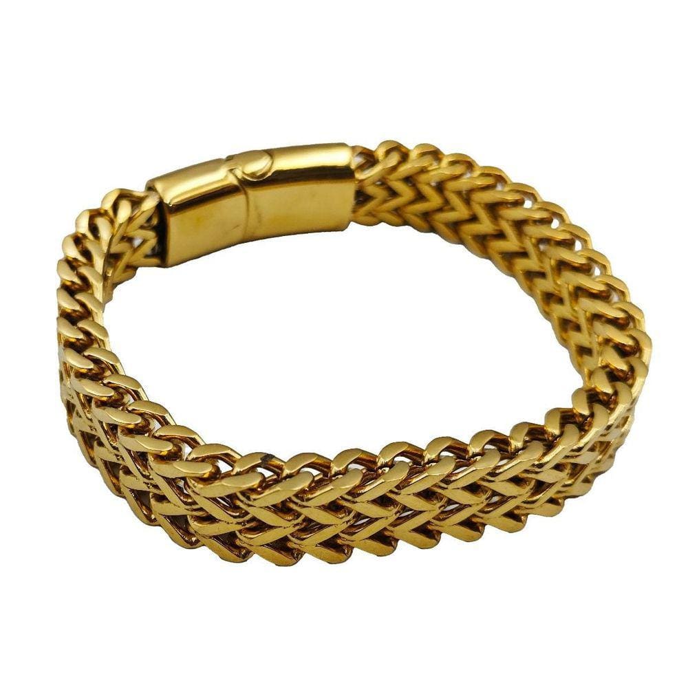 Pulseira Bracelete Masculina Trançada Grossa Aço Inox