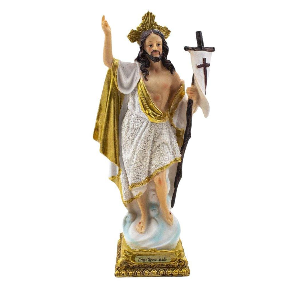 Imagem Jesus Ressuscitado Importado Resina 21 Cm