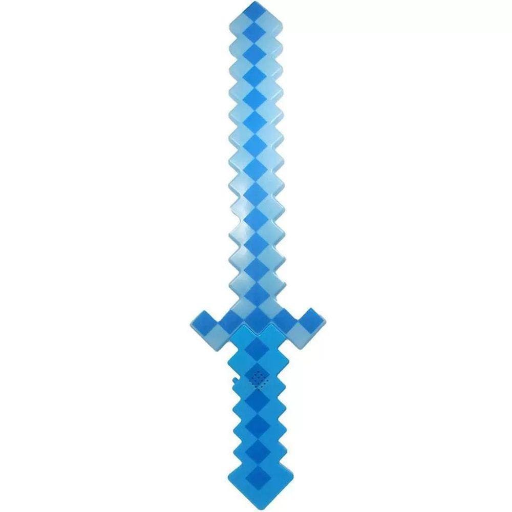 Brinquedo Espada Pixel Minecraft 58Cm Som E Luz - Azul Nº10