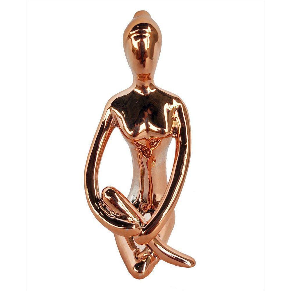 Enfeite Bailarina Yoga de Cerâmica Rose Gold