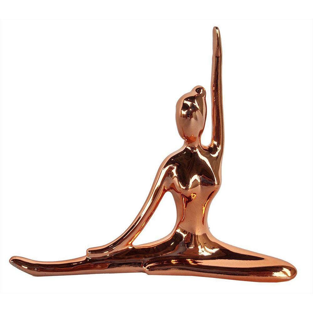 Enfeite Bailarina Yoga de Cerâmica Rose Gold