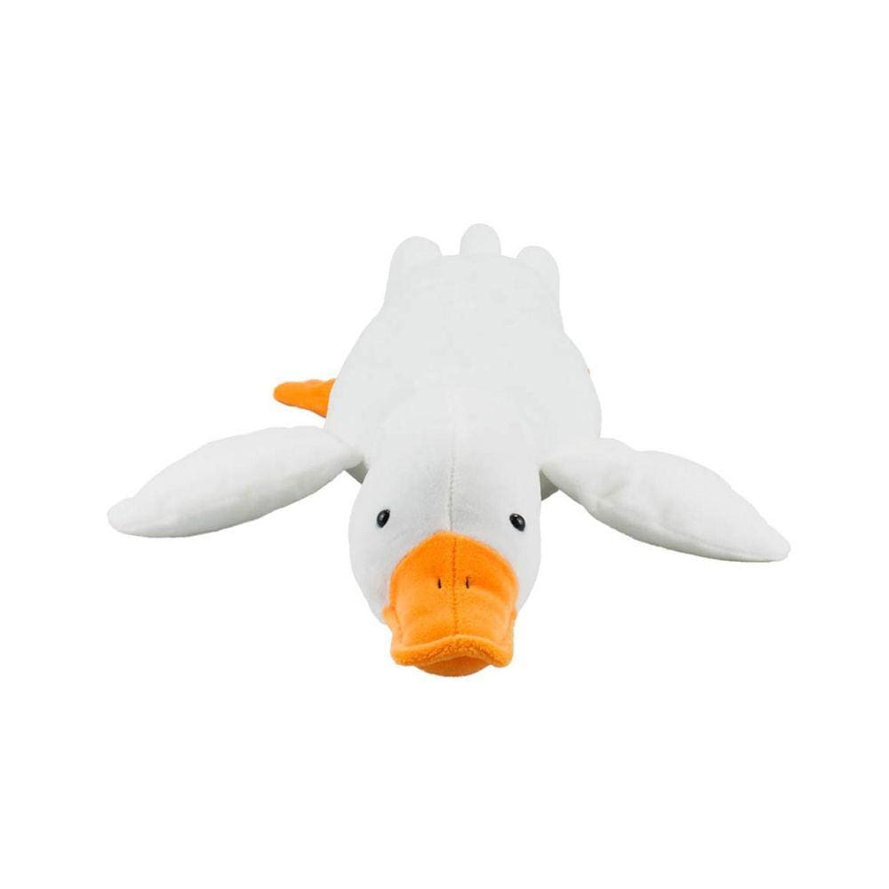 Pelúcia Ganso Branco Deitado 50cm - Olhos de Plástico