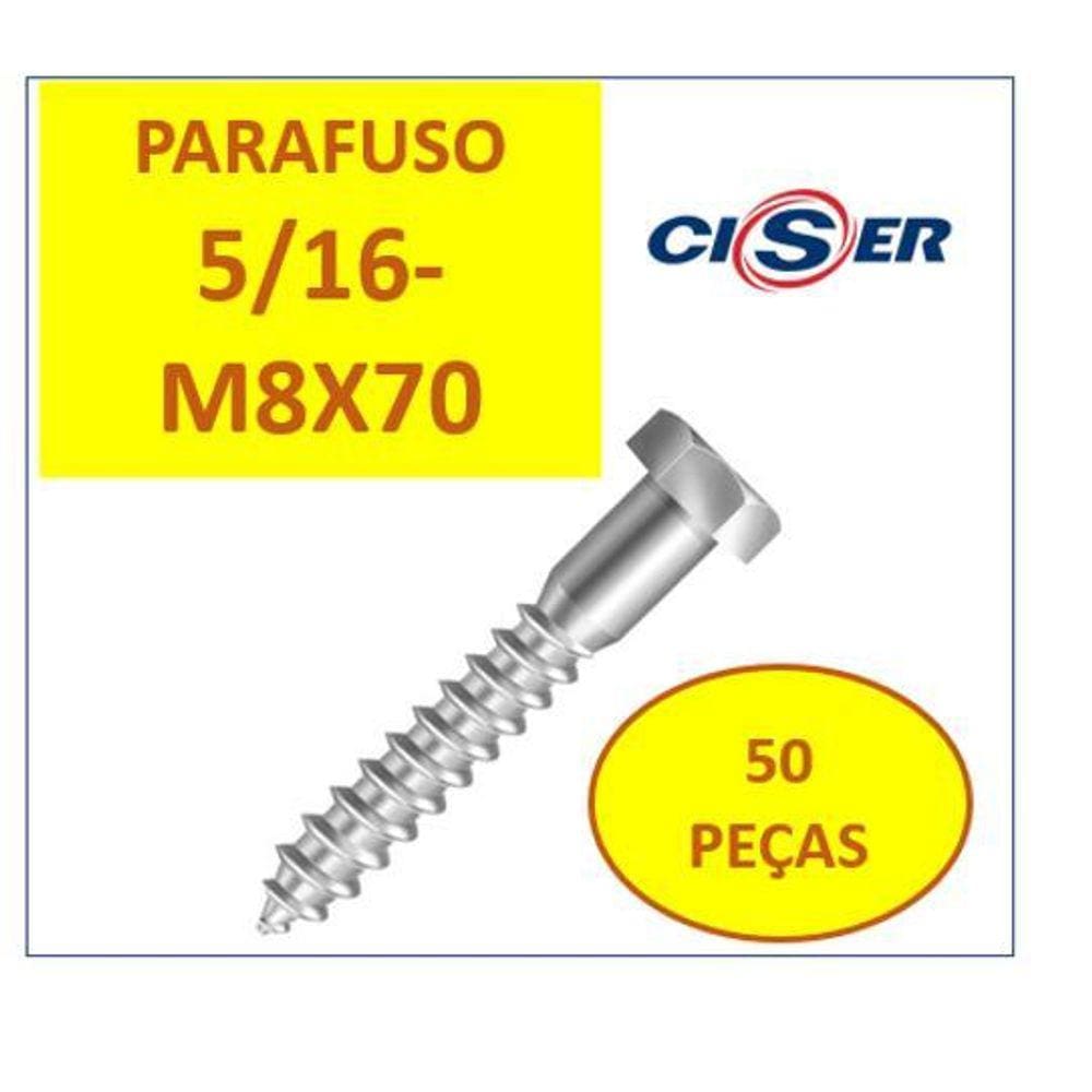 Parafuso Sextavado Rosca Soberba Inox 5/16 - M8X70 Mm