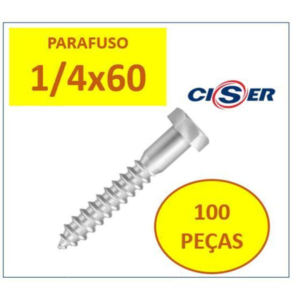 100 Peças Parafuso Sextavado Soberba Ciser 1/4 X 60