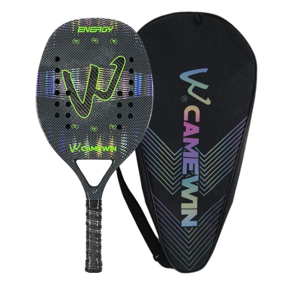 Raquete de Beach Tennis Camewin 3K Energy Verde - Modelo Novo