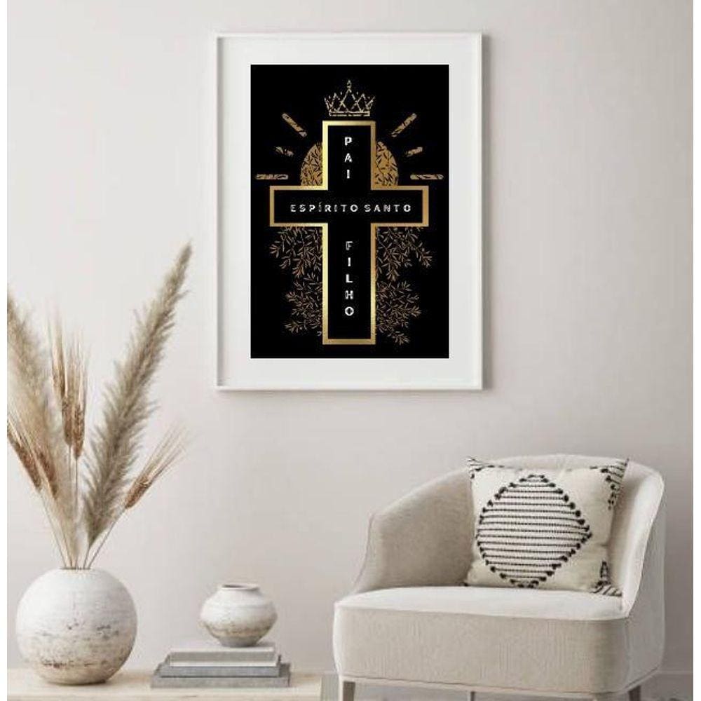 Quadro Decorativo Cruz Santíssima Trindade - 60X48Cm