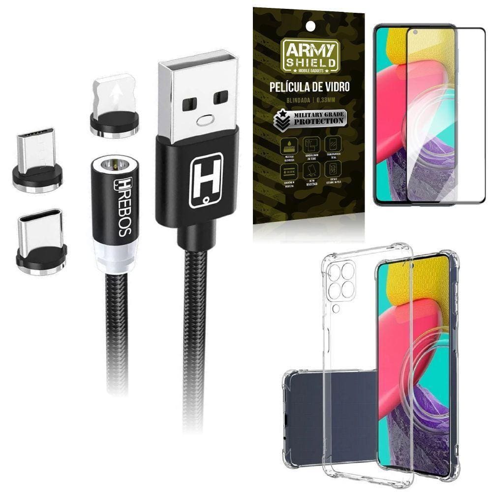Kit Capinha M53 5G + Cabo Magnético 2 Metros + Película 3D