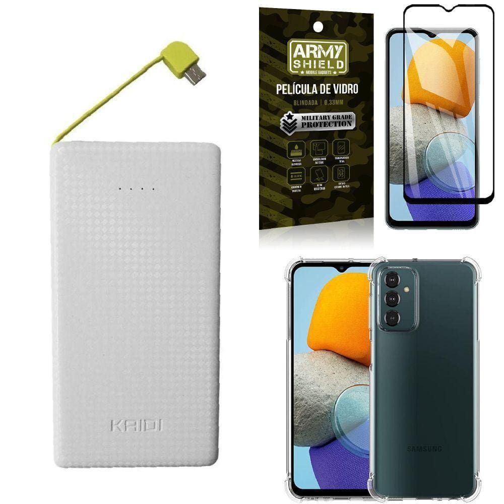 Kit Capinha M23 5G + Carregador Portátil 10K + Película 3D