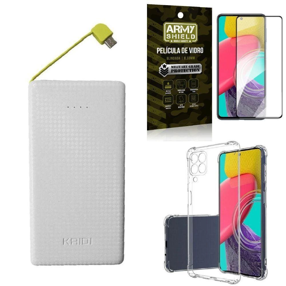 Kit Capinha M53 5G + Carregador Portátil 10K + Película 3D