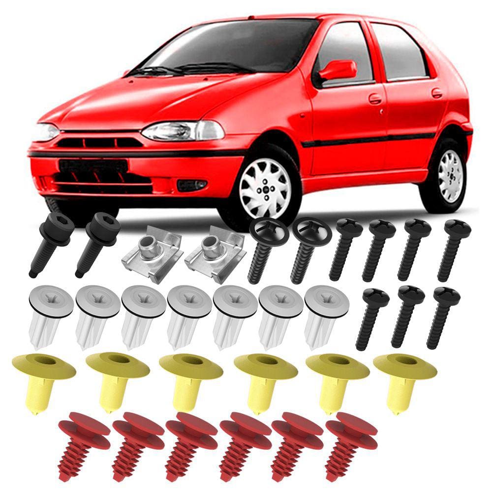 Kit Grampos Presilhas Buchas E Parafusos Para Forro Porta Dianteira Palio G1 96 97 98 99 2000 Young 2001 2002
