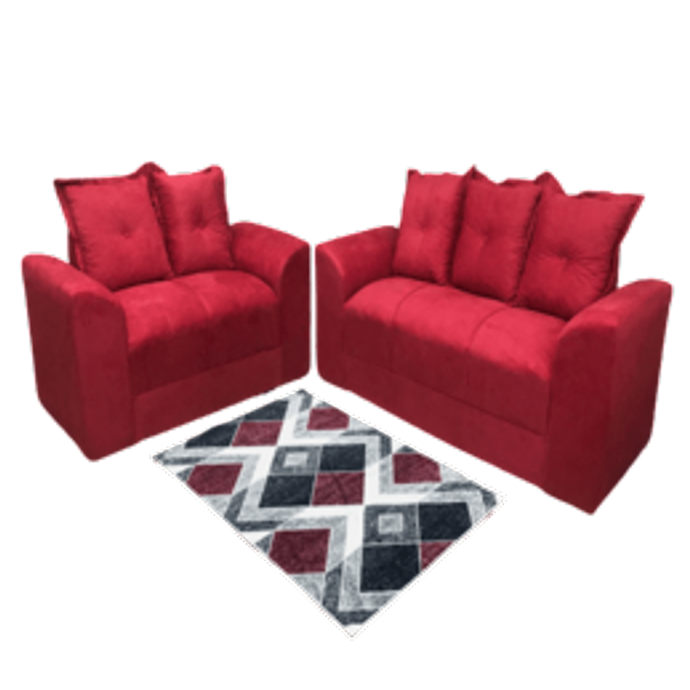 Jogo de Sofá de 2 e 3 lugares Porto Vermelho Suede