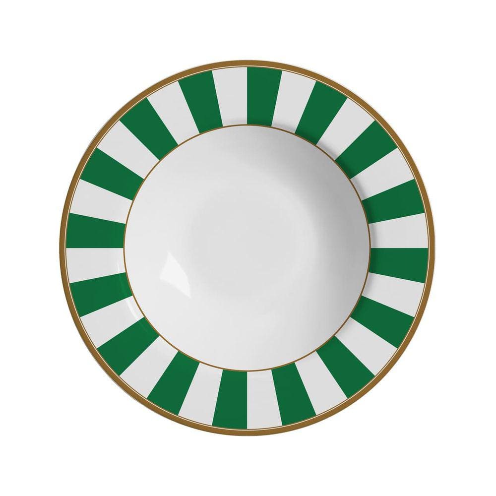 Conjunto com 6 Pratos Fundo Stripe Verde Ø25cm