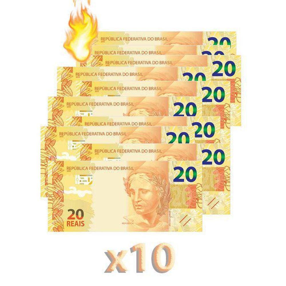 Kit 10 Burning Money -  Notas Flash  20 Reais. B+