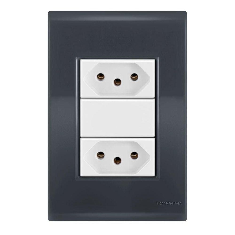 Conjunto 2 Tomadas 20A - Tramontina Liz Grafite / Branco
