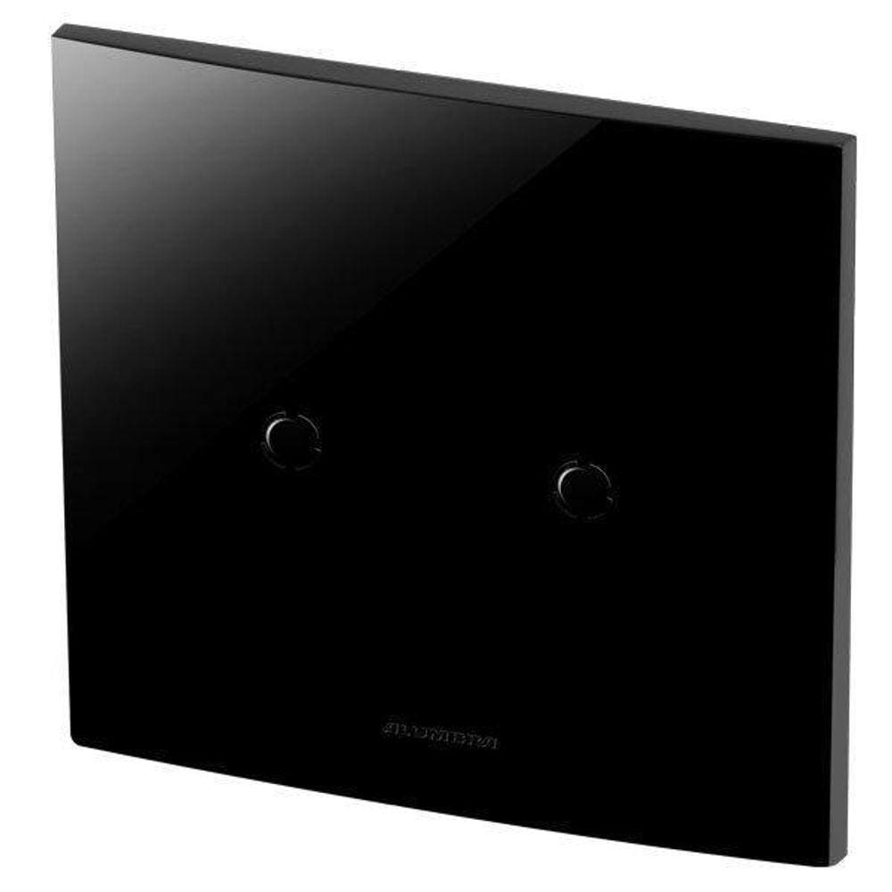 Placa Cega/ 2 Saída De Fio + Suporte 4X4 - Inova Black Piano