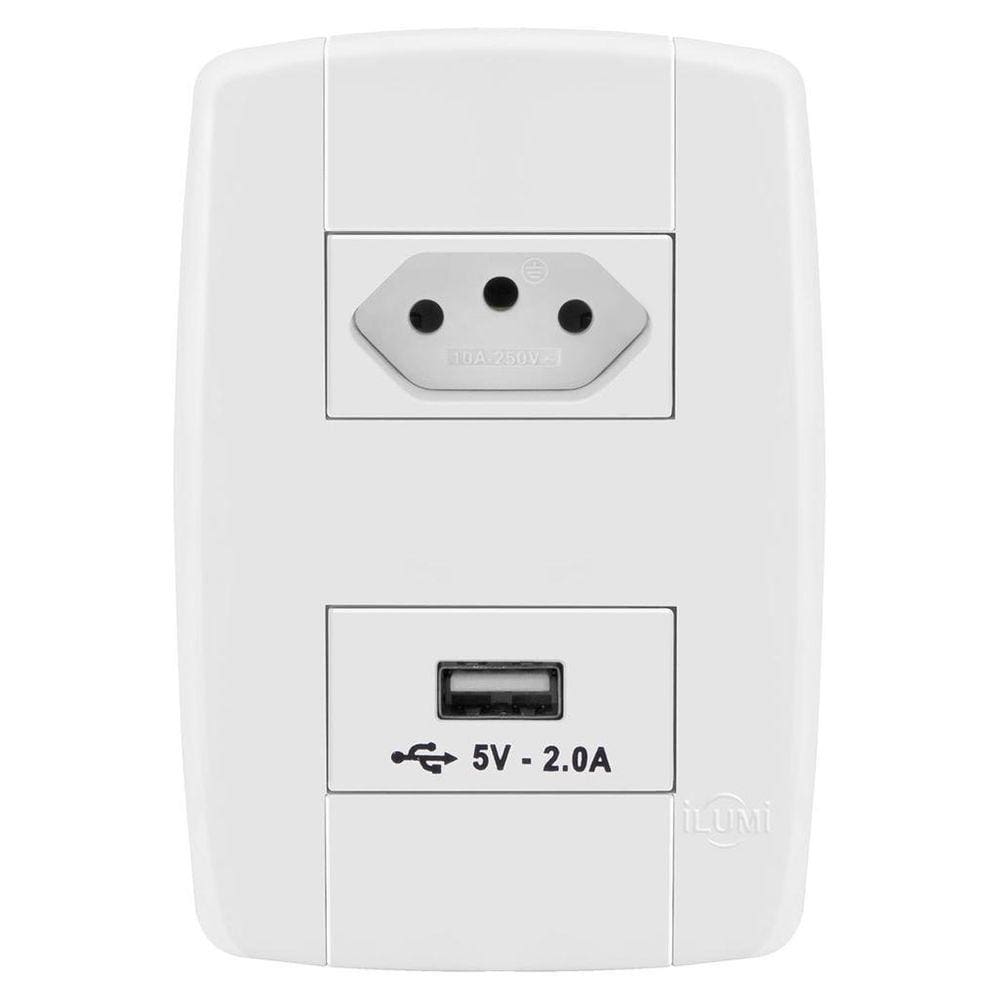 Conjunto 1 Tomada 20A + 1 Usb - Ilumi Lev - 87029