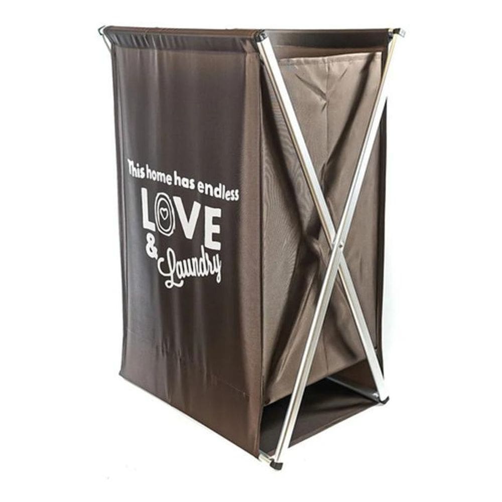 Cesto De Roupas Dobrável Love Marrom 63 X 38