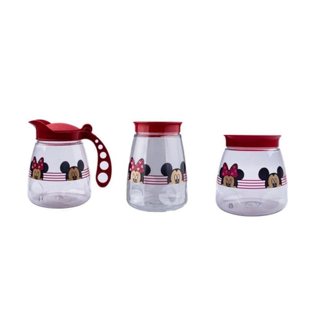 Kit 3 Jogo De Potes Porta Mantimentos Plástico Mickey Minnie