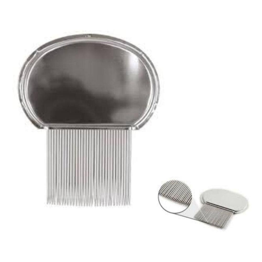 Pente Fino Aço Extrator De Lêndeas E Piolho Com Ranhuras