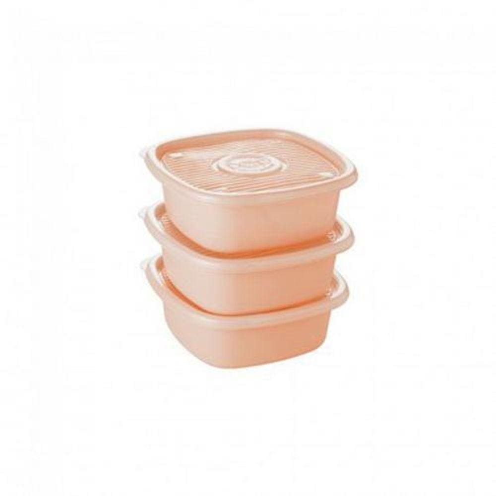 Conjunto De Potes Pop Quadrado 3 Peças - Plasutil