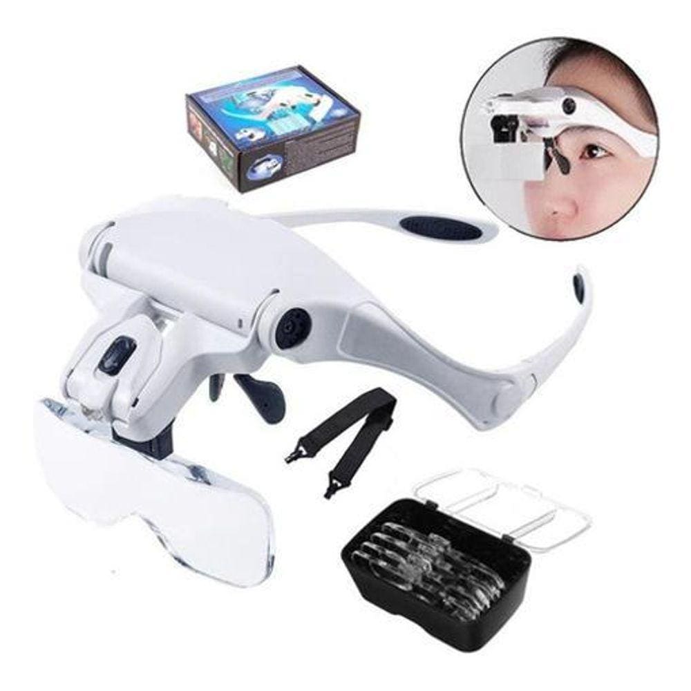 Lupa De Cabeça Oculos Profissional 5 Lentes Com Led 3,5X