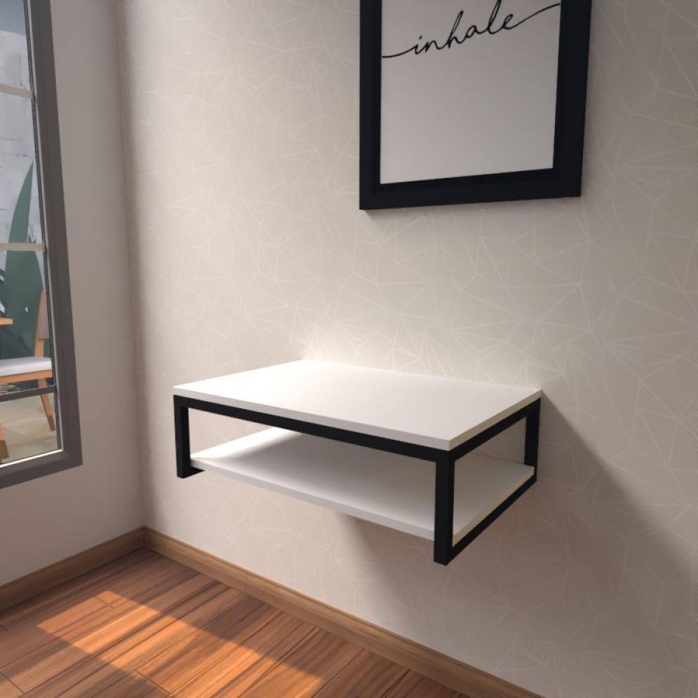 Aparador Industrial Branco Off White Moderno Cantinho Café Escritorio Simples Bancada Suspensa