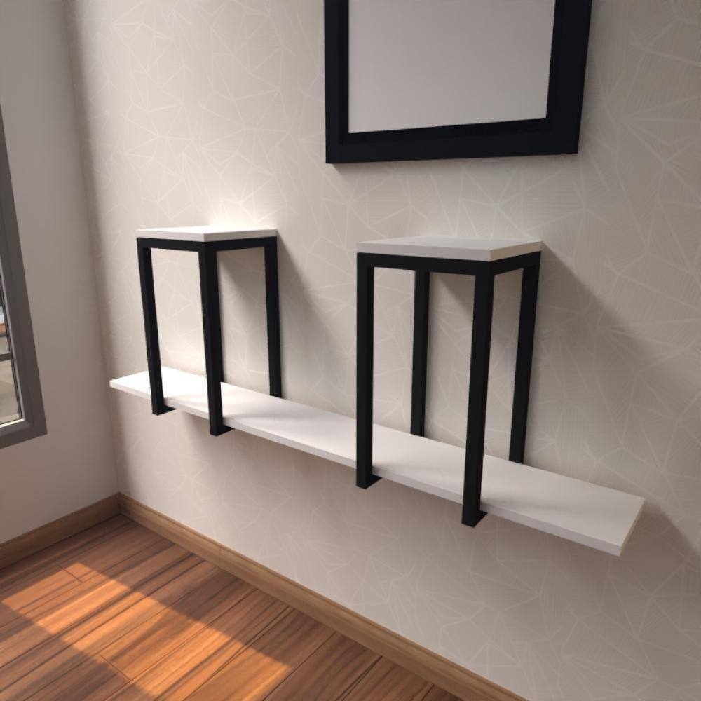 Aparador Industrial Branco Off White Moderno Cantinho Café Escritorio Simples Bancada Suspensa