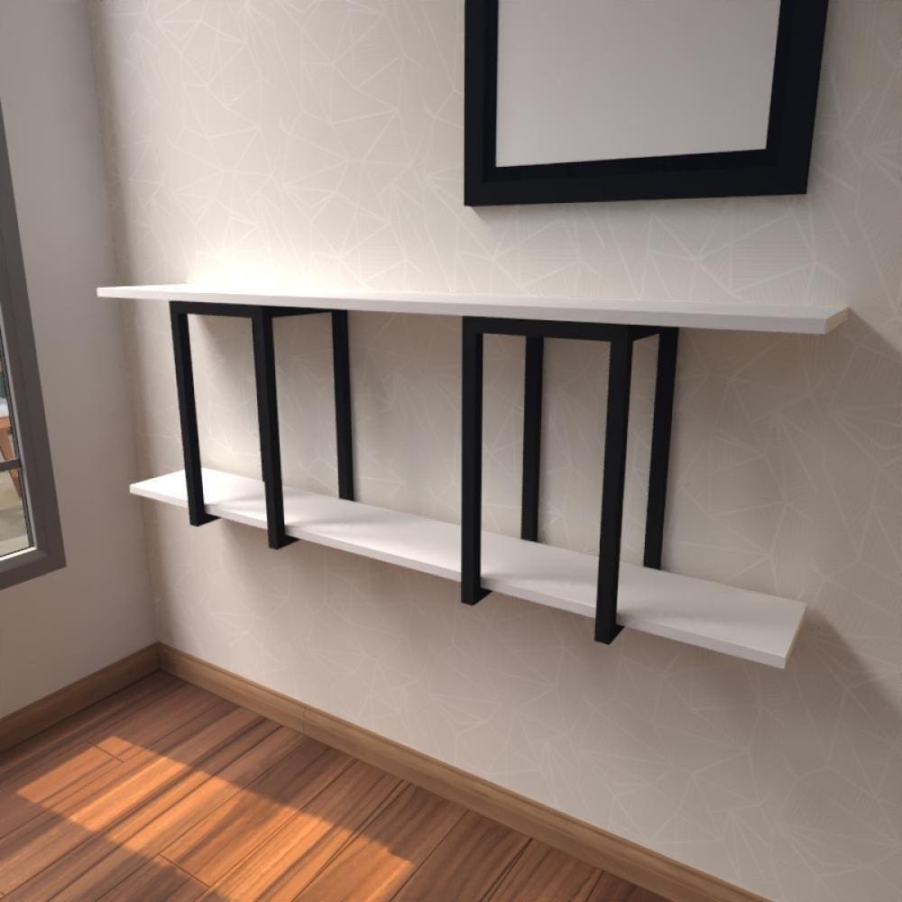 Aparador Industrial Branco Off White Moderno Cantinho Café Escritorio Simples Bancada Suspensa