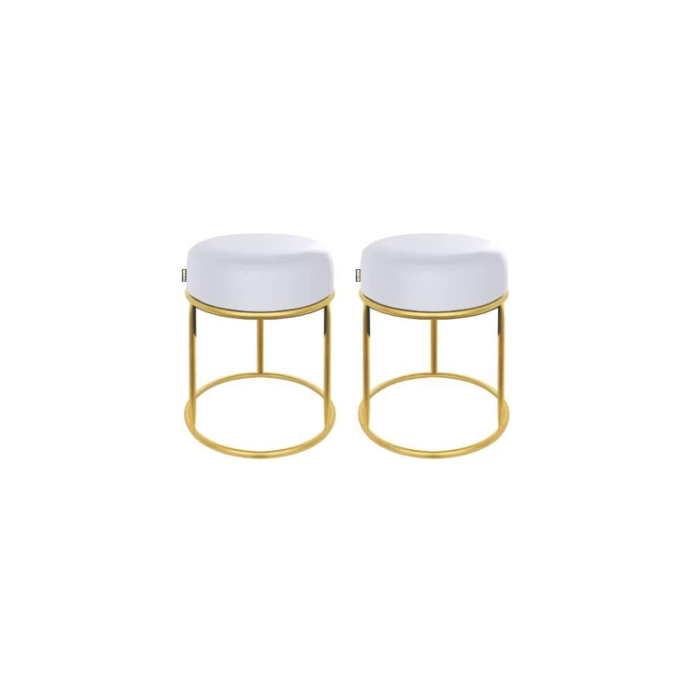 2 Puff Londres Luxo 50cm Branco