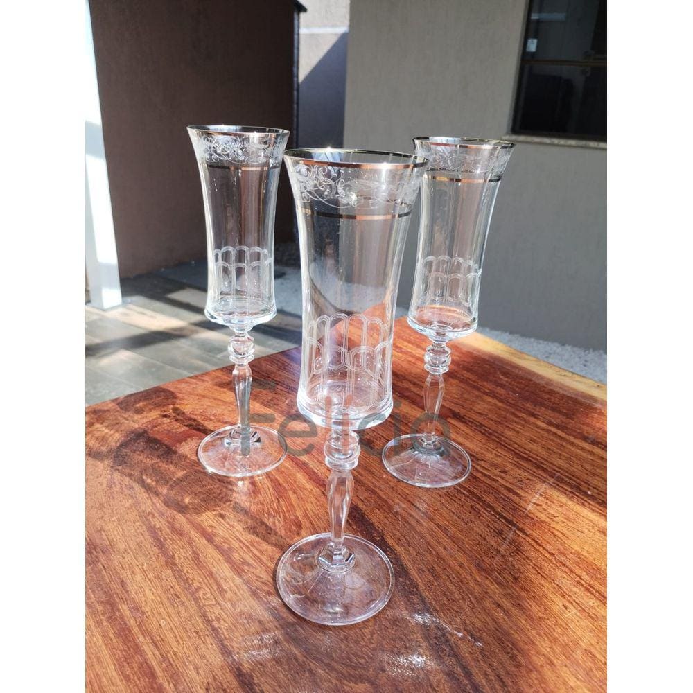 Taça para Champanhe Grace em Cristal Ecológico Platinum Rim 190ml - Bohemia