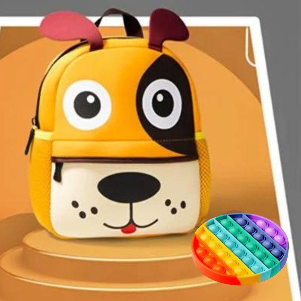 Mochila Infantil Escolar Creche Volta As Aulas Cor Amarelo + Um Pop Ut Fidget Brinquedo