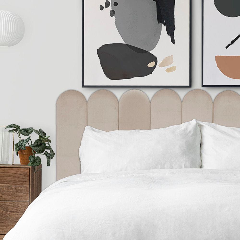 Cabeceira Nuvem Estofada Suede Para Cama Box Bege - Módulo 20x60