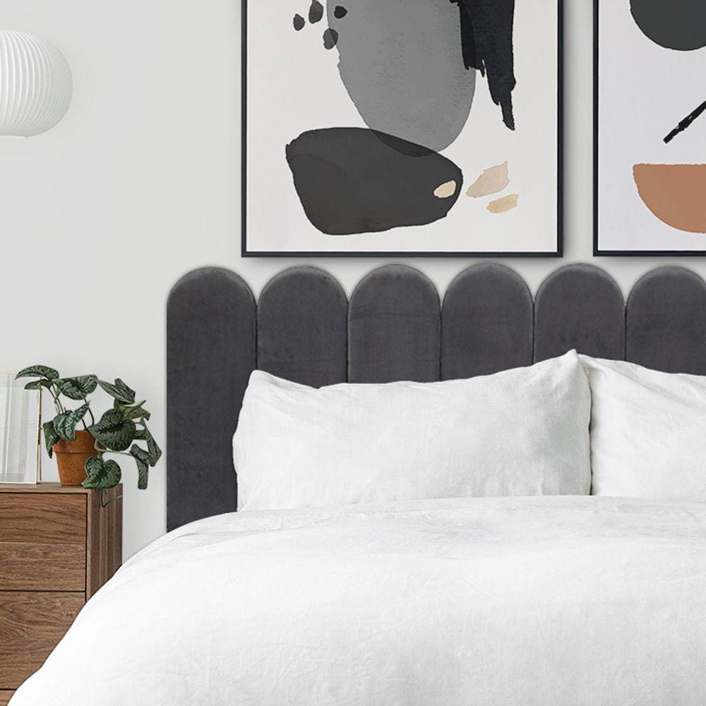 Cabeceira Nuvem Estofada Suede Para Cama Box Cinza - Módulo 20x60